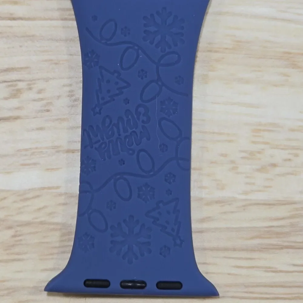 Blue Christmas Silicone Sport Band Wrist Strap For Apple Watch 42/44/45/49mm